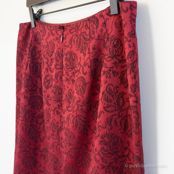 Ann Taylor Pencil Skirt – Red Maroon Brocade – US 10 - Picture 8 of 14